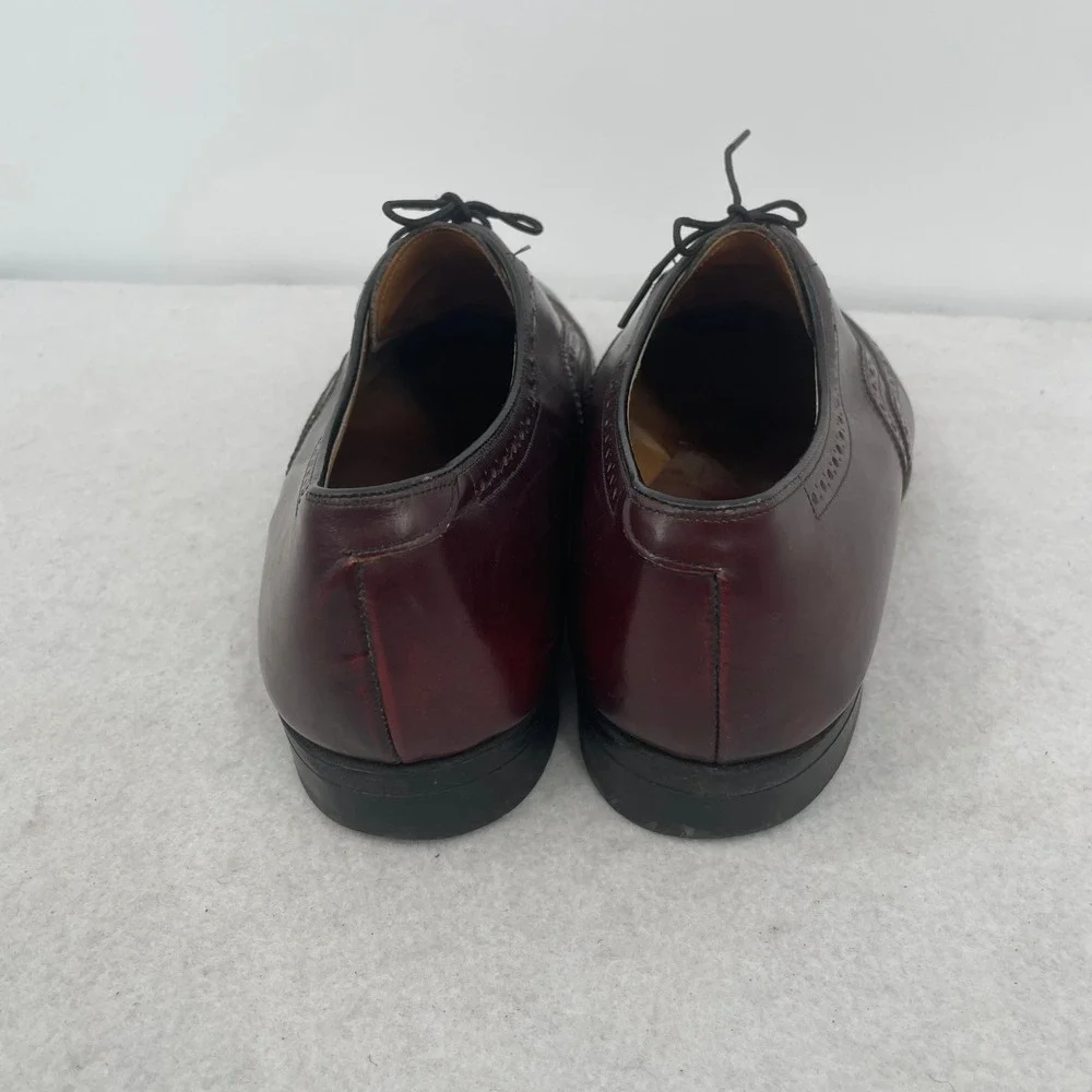 Johnston & Murphy Mens Burgundy Leather Wingtip Oxford Dress Shoes Made USA 10